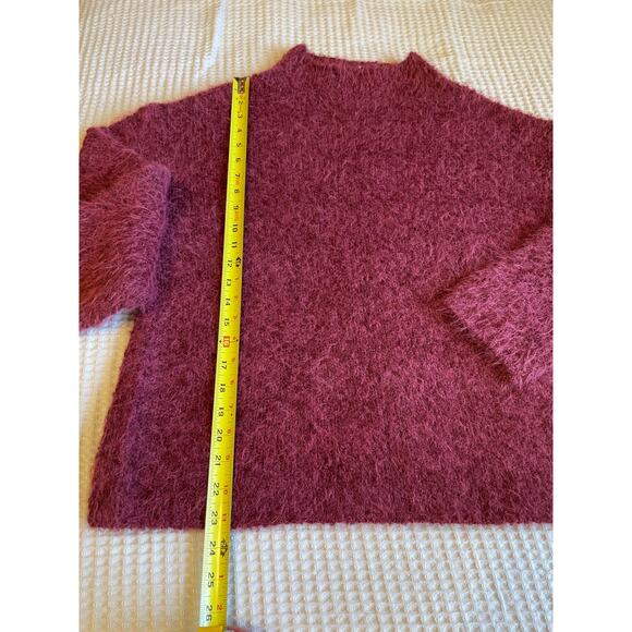 NWT Open Edit Y2K Boho Style Purple Fuzzy Moc Neck Boyfriend Cozy Sweater Small - Picture 6 of 10